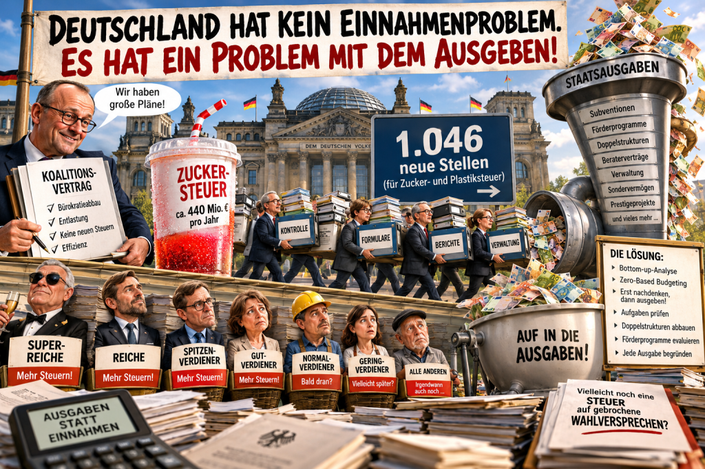 Deutschland hat kein Einnahmenproblem! Es hat vielmehr ein Problem mit dem Ausgeben!